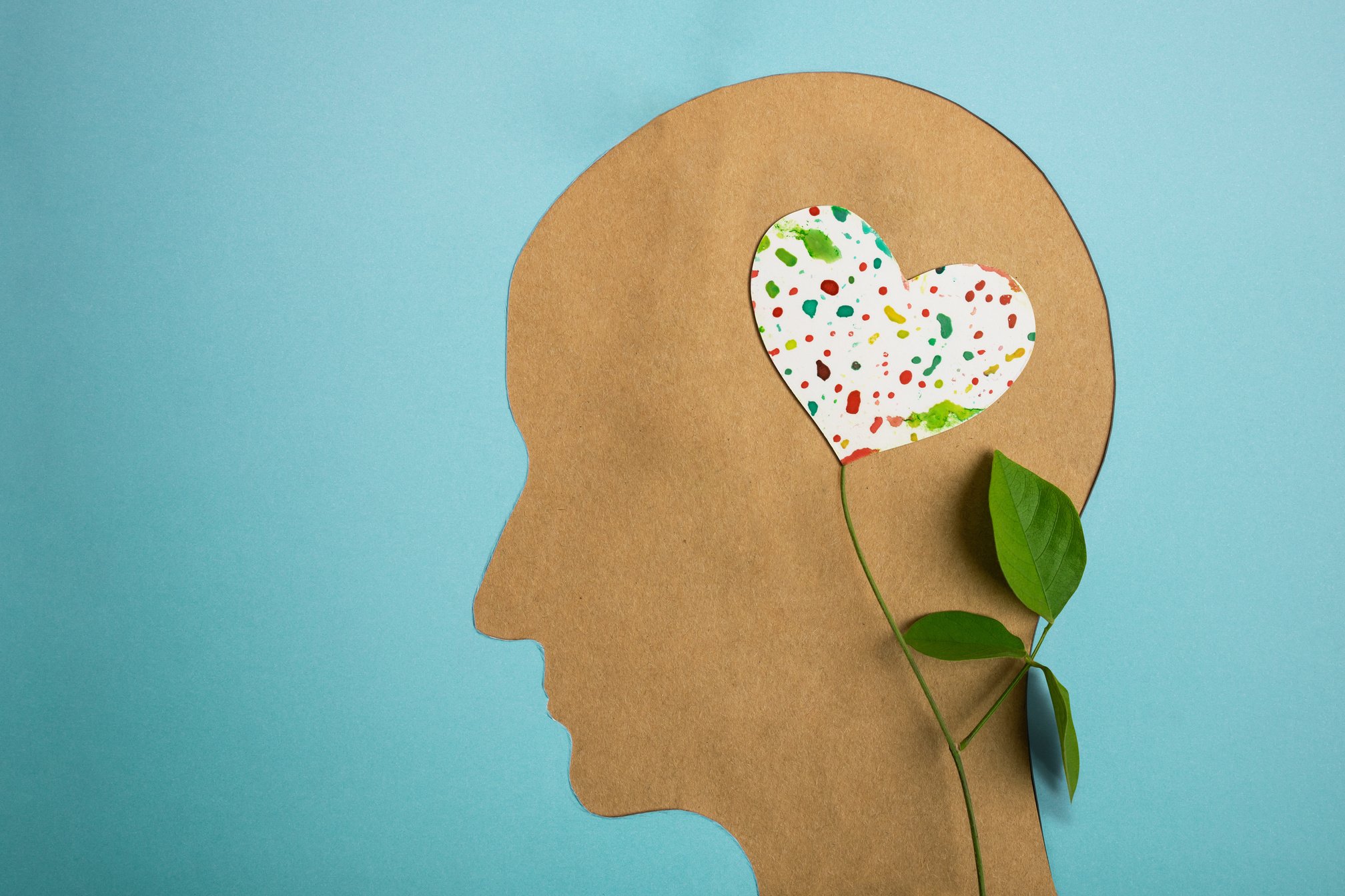 Heart Shape Cut On A Human Head. Mental Health Concept